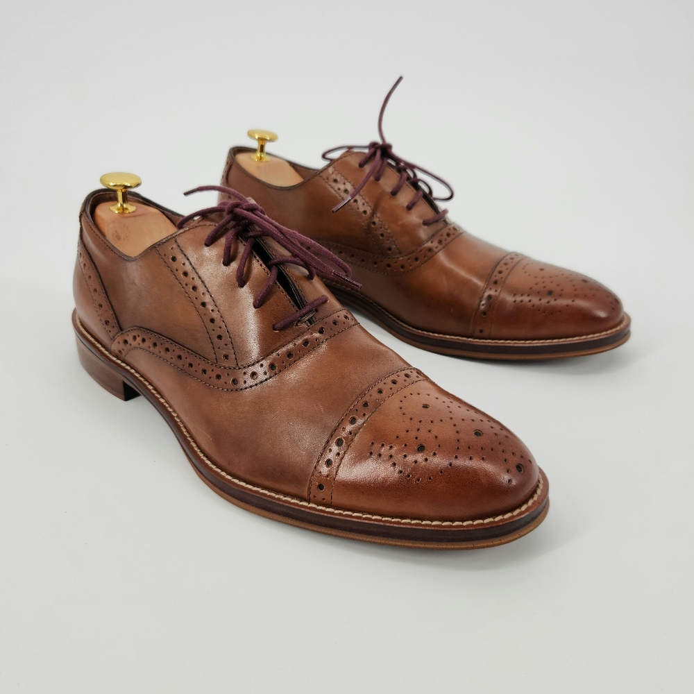 Johnston & Murphy Conard Cap Toe Men's Brown Leather Dress Shoes Size 9.5 M - Picture 5 of 16